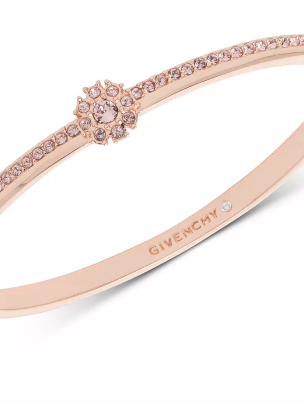 Givenchy Crystal Flower Hinged Bangle Bracelet